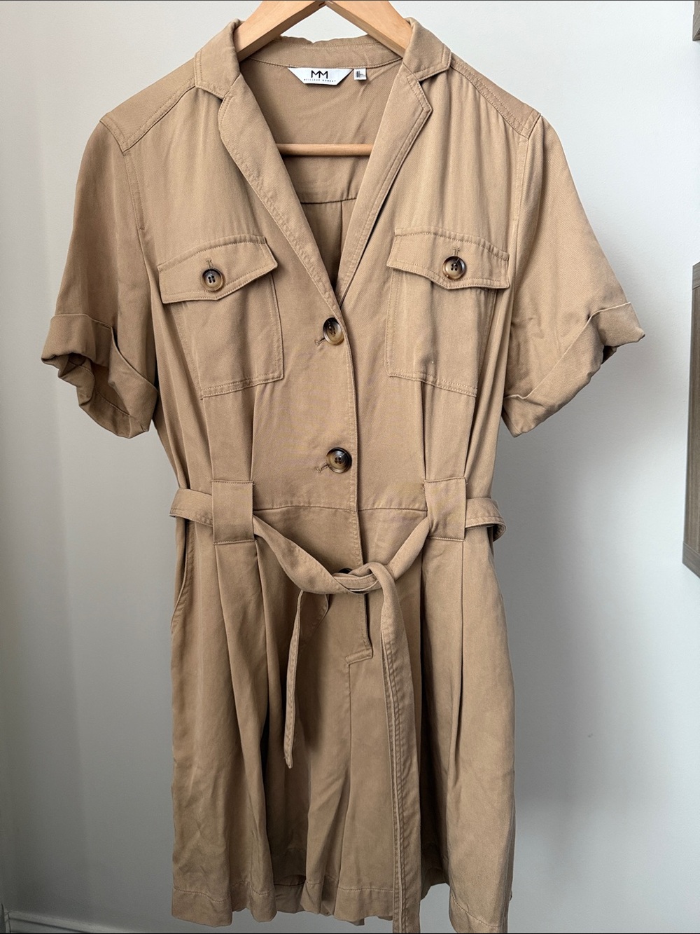 MM Tan Romper with Belt Size L